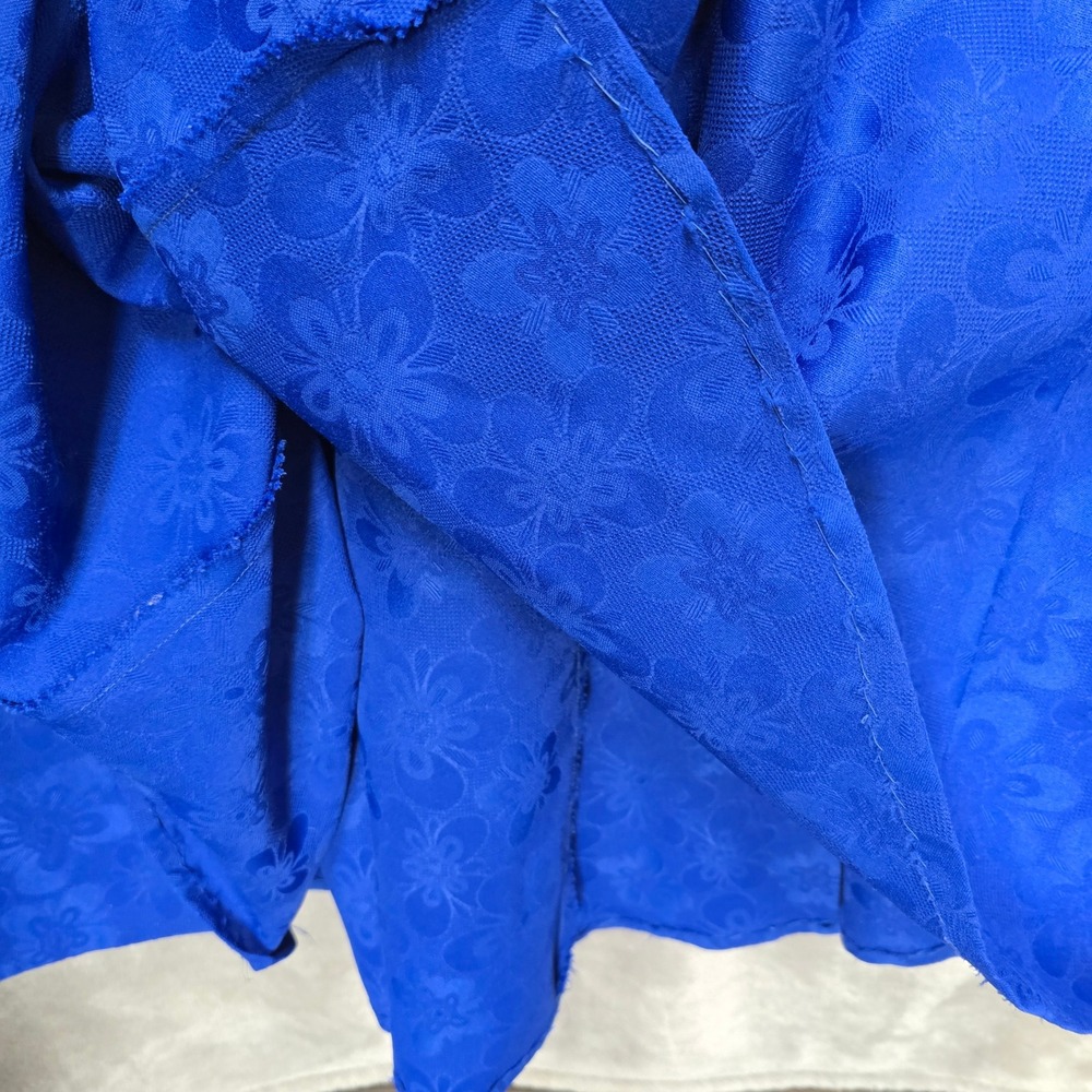 Vintage Kiyomi Hawaii Muumuu Dress Women 12 Royal Blue Floral Jacquard Altered - Picture 7 of 16